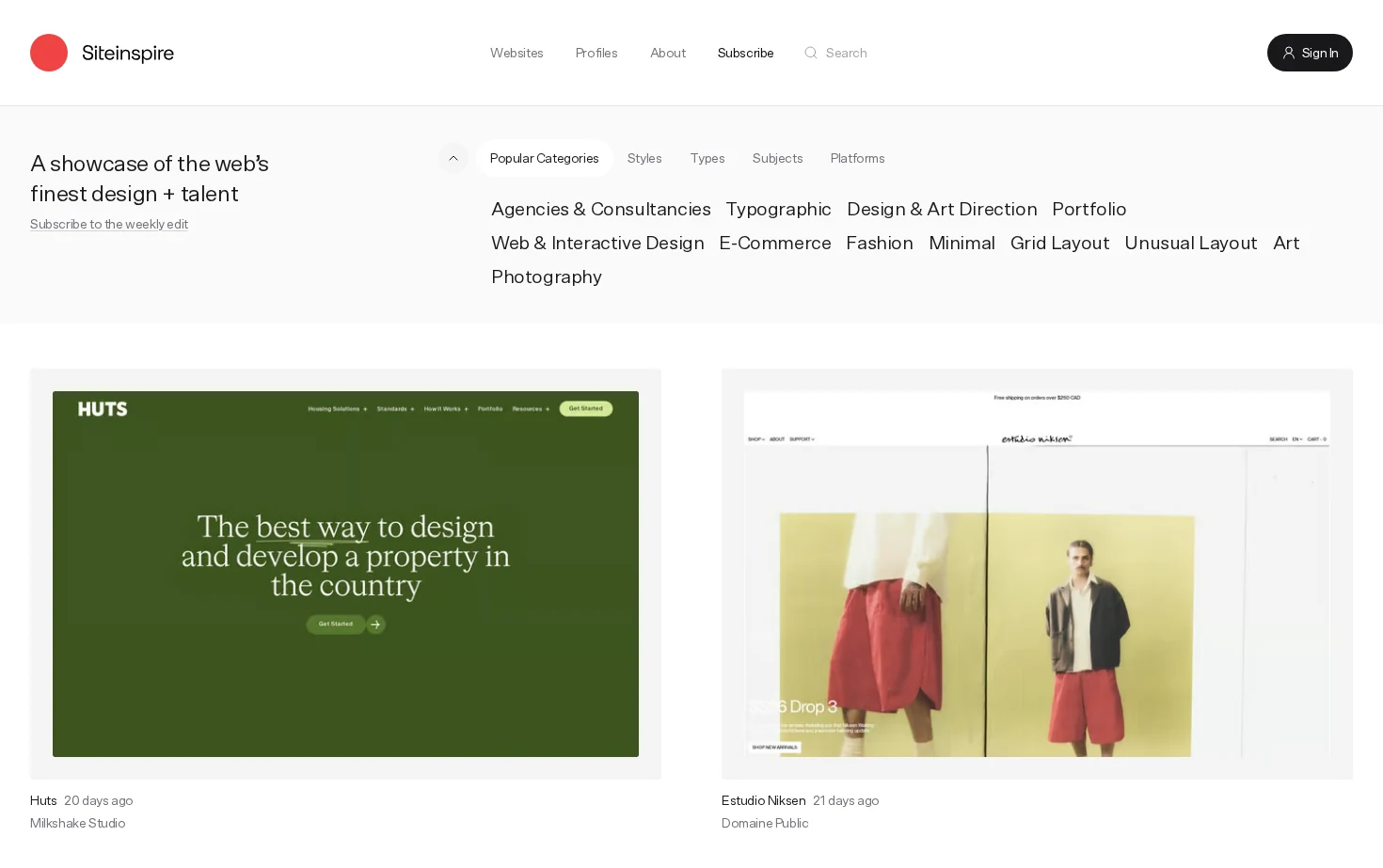 Siteinspire 页面快照